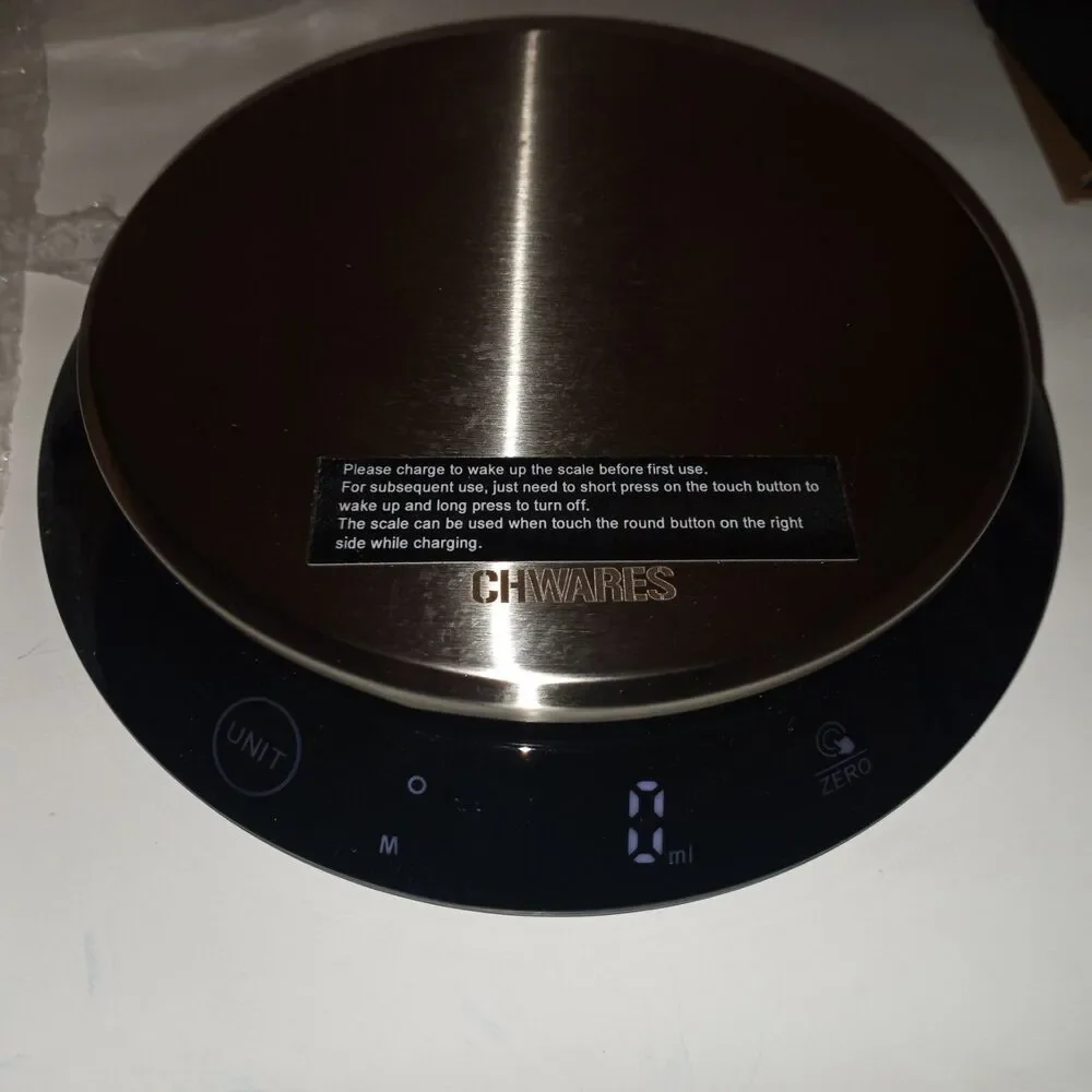 Chwares Digital Kitchen Scale Rechargeable USB Stainless Steel Bowl NIB